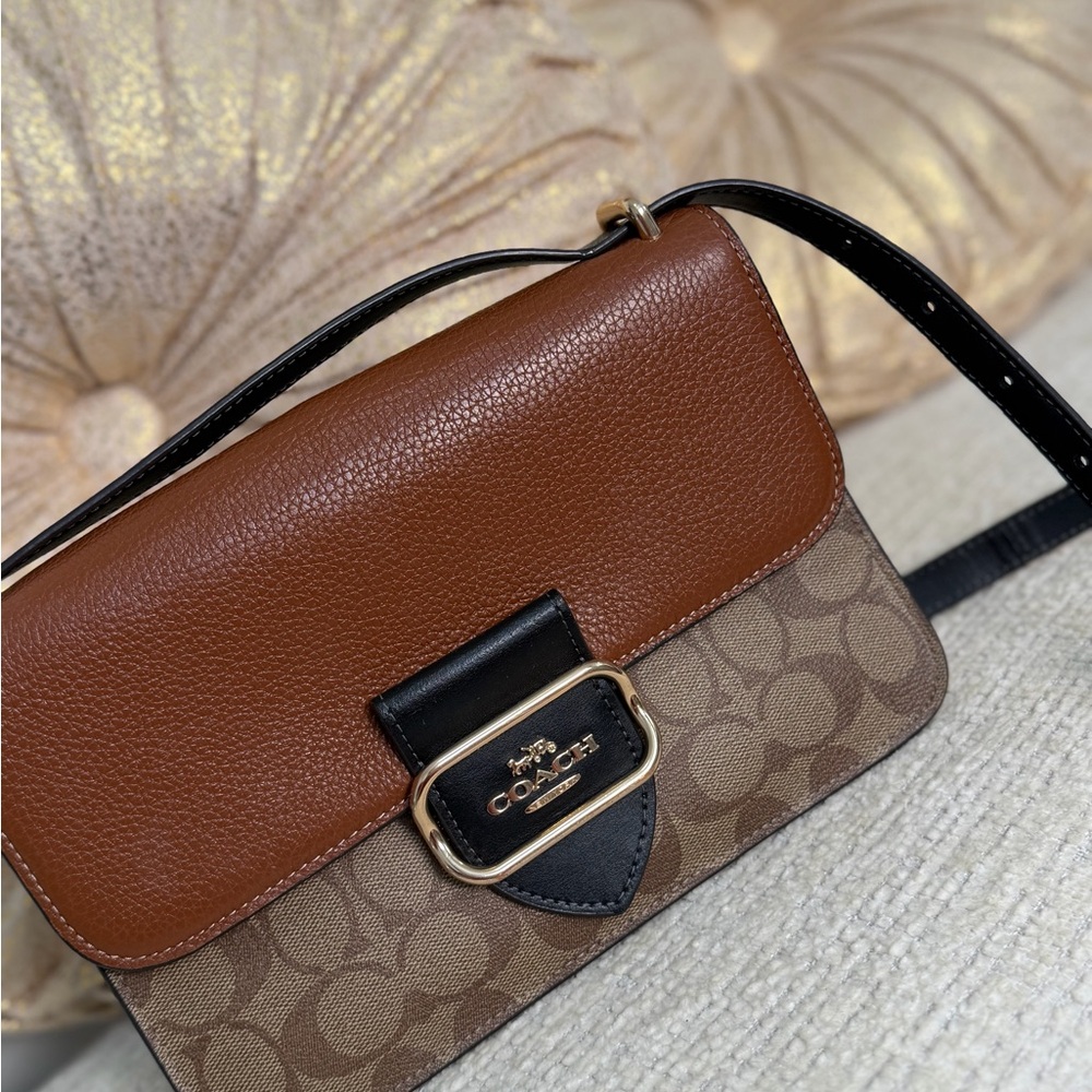 Coach Tan and Black Crossbody Bag